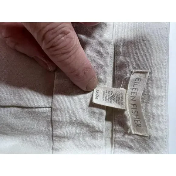 Eileen Fisher Organic Stretch Cotton Twill Slim Ankle Pants Beige Medium - Picture 10 of 10